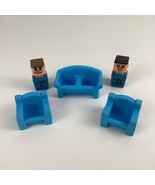 Playskool Familiar Places Blockhead Figures Blue Furniture Chair Vintage... - $23.71