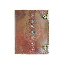 10 X 13 Chakra Leather Blank Book W/ Latch - £68.68 GBP