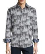 Robert Graham GHOSTRIDERS Skull Print Gray Shirt Mens Sz L Long sleeve F... - €55,13 EUR