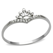 925 Sterling Silver Princess Crown Tiara CZ Stackable Band Wedding Brida... - £49.32 GBP