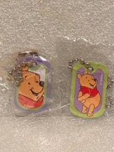 2 TINY 1" Metal Disney Dog Tags WINNIE THE POOH w/ 1 3/4" Tiny Chain *NE... - $7.99