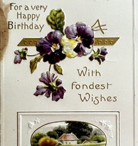 Happy Birthday Greeting Postcard 1910 Farmhouse Flower Germany Embossed ... - £12.01 GBP