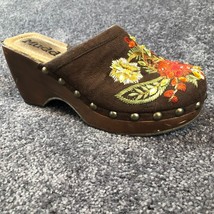 Vintage Mudd Wooden Clogs Size 6 90s Y2K Retro Embroidered Chunky Beaded Shoes - £27.37 GBP