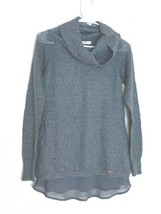 Lui Jo Jeans Womens Sz M Gray Sweater Cowl Neck Sparkle Lagenlook Layered - £10.12 GBP