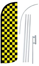 Neo Plex - &quot;Checkered YELLOW/ Black&quot; 12-foot Super Swooper Feather Flag With Heav - £66.79 GBP