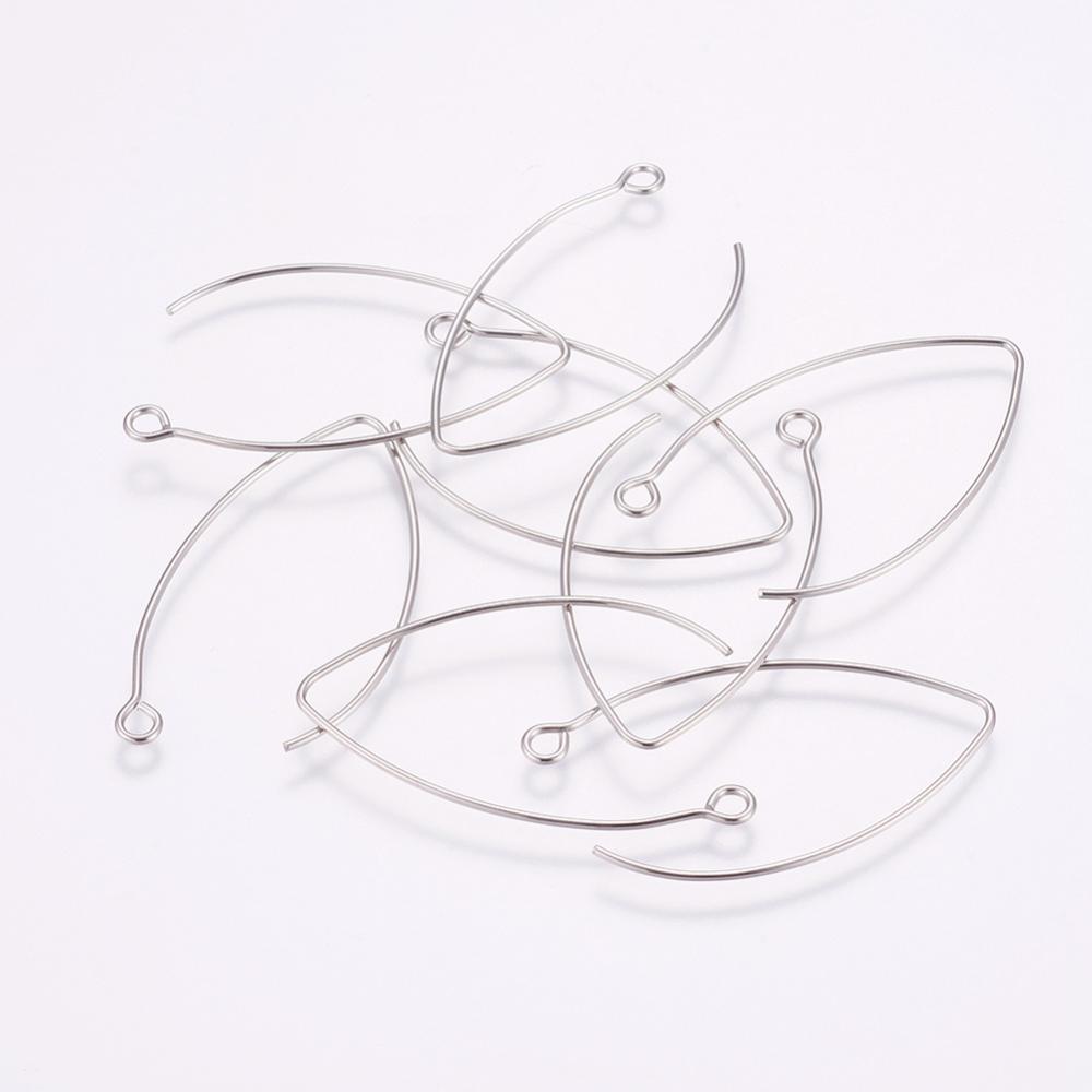 Marquise Long Hook Earwires Ear Wires Stainless Steel Earring Findings 10 - $3.18