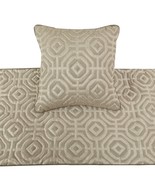 Hexagonal Norma - Jacquard Beige Decorative Bed Runner and Pillow Cover - £49.61 GBP+
