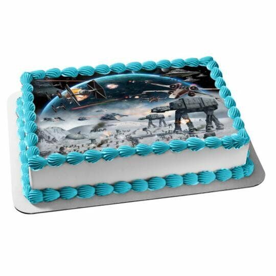 Star Wars Battle Scene 1/4 sheet Edible Cake Topper Party Edible Cake Im... - $12.22+