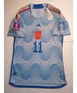 Ferran Torres Spain 2022 World Cup Match Slim Blue Away Soccer Jersey 20... - $90.00