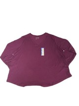 Terra &amp; Sky Plus Size Purple V-Neck Semi Fitted T-Shirt with Long Sleeve 5XL. - £6.24 GBP