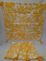 4 Anthropologie Yellow Leaf Print on White Cloth Napkins w/ Tassels 20&quot;x... - £23.70 GBP