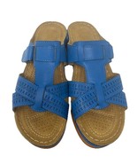 Women&#39;s Slide Sandal Faux Leather Blue Size 39 (US 8) Excellent - €12,26 EUR