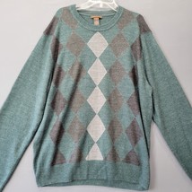 Dockers Men Sweater Size L Green Preppy Argyle Classic Long Sleeve Knit Crew Top - £9.86 GBP