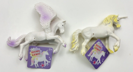 Lot Of 2 Greenbrier International Pegasus Unicorn Figurine Toys White Mythical - £10.31 GBP
