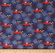 Cotton Mickey and Minnie Mouse Fireworks USA Fabric Print by the Yard D306.43 - £7.97 GBP