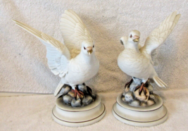 Vintage Pair of White Dove by Andrea Sadek Porcelain 9&quot; Japan  - £54.59 GBP