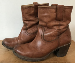 Frye 76203 Carmen X Stitch Leather Ankle Campus Western Heeled Boots 7.5 B - $139.99