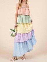 Geegee Rainbow Ruffle Midi Dress (Size Reg &amp; Plus) Multi - $30.00