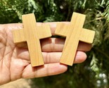 Colgante de cruz de madera de 2 piezas, medallón de madera de Jesucristo... - $14.86