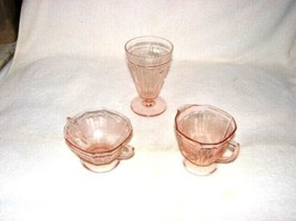 Anchor Hocking Sugar &amp; Creamer + Glass Pink Open Rose Pattern Depression Glass - £19.42 GBP