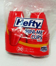 20 MINI-ME 2 ounce RED PARTY CUPS small Plastic shot glass bar cup HEFTY - $16.22