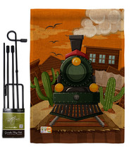 Wild West Train Burlap - Impressions Decorative Metal Garden Pole Flag Set GS192 - $33.97