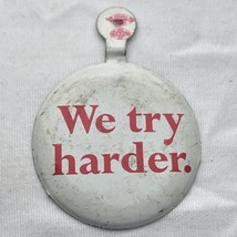 We Try Harder Vintage Pin Button Fold Over AVIS Rent A Car - £9.39 GBP