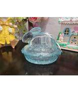 Easter Glass Bunny Rabbit Blue Candy Dish Clear NEW - £15.63 GBP