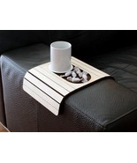 Birch Wood Flexible Sofa Table with Coaster Holder, Slinky Folding Armre... - $68.00