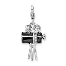 Amore La Vita Silver  Polished 3-D Enameled  Crystal Movie Camera Charm ... - $49.13