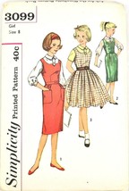 Simplicity Sewing Pattern 3099 Girls Blouse Dress Jumper Size 8 1959 Uncut - £3.86 GBP