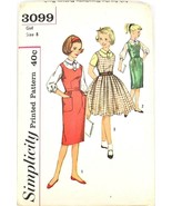 Simplicity Sewing Pattern 3099 Girls Blouse Dress Jumper Size 8 1959 Uncut - $9.50