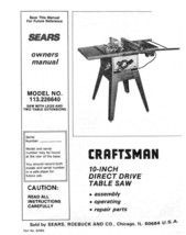 Craftsman 113.226640 Table Saw Owners Instruction Manual - £15.31 GBP