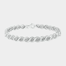 1.5CT Rotondo Diamanti Finti S Collegamento Tennis Bracciale 14K Oro Bianco Over - £280.94 GBP