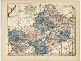 1902 Antique Map Of The County Of Westmeath West Meath / Ireland - £21.83 GBP