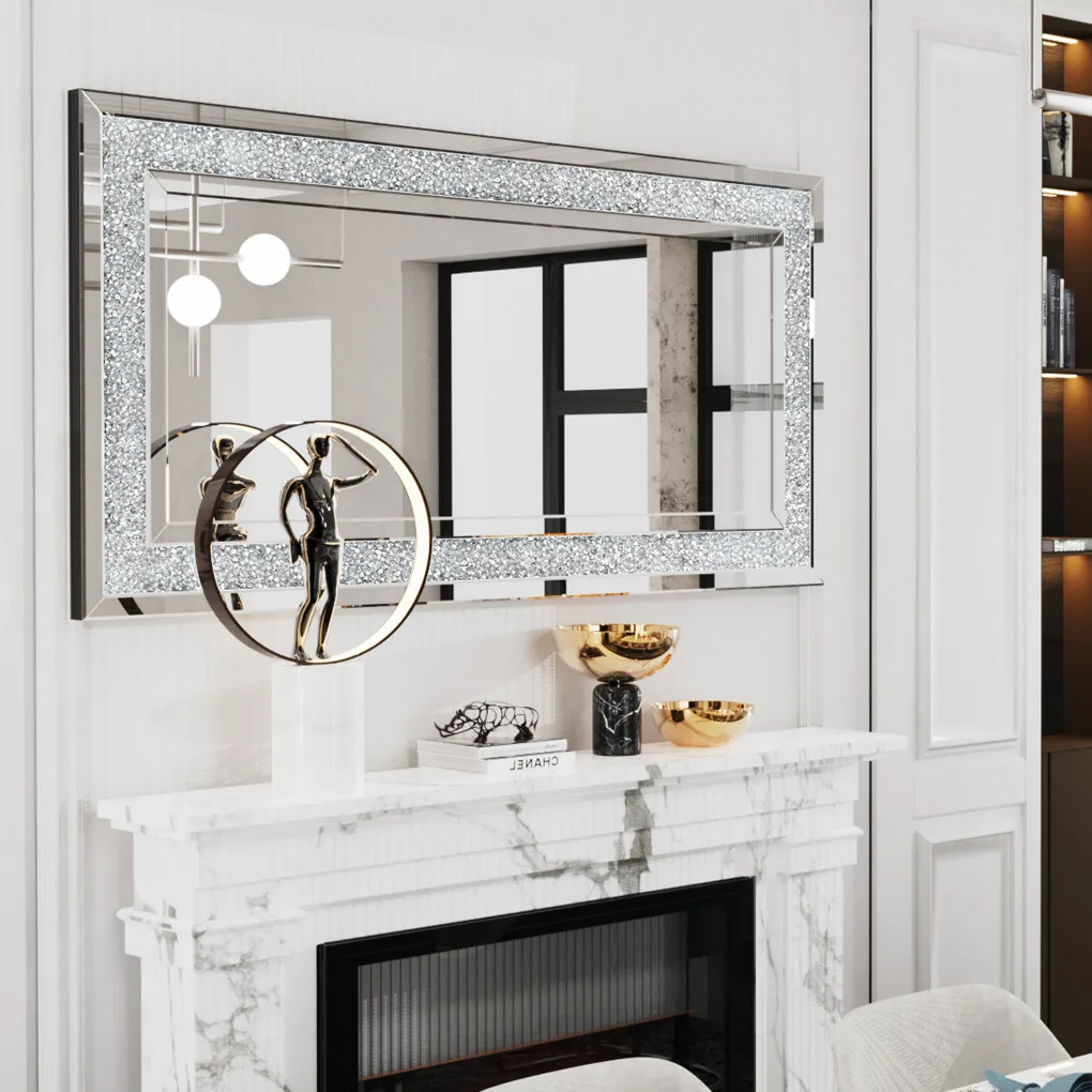 XXXL Large Charming Diamond Decorative Wall Mirror Crushed Crystal Long ... - $997.86