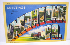 Greeting From Uniontown PA Large Letter Postcard Pennsylvania Linen Curt Teich - £4.41 GBP