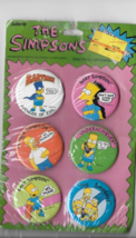 The Simpsons Button Collection - Set of 6 -1990 Pin backs Bartman Homer - £10.38 GBP