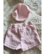 STARTING OUT Pink Striped Shorts &amp; Hat 2 Piece Set  Size 6 Months - £11.38 GBP