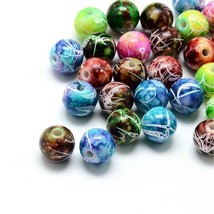50 Graffiti Acrylic Beads 10mm Assorted Lot Mixed Bulk Jewelry Supply Speckle TR - £6.02 GBP