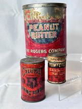 VTG School Boy Peanut Butter Calumet &amp; Rumford Baking Powder Tin Empty L... - $29.65