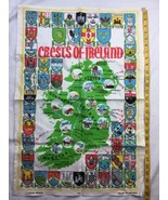 Nice Crests Of Ireland Tea Towel Vintage Linen Blend Ulster Connacht - $23.73