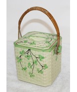 Antique Basket-Weave Wicker Handled Covered Cookie Biscuit Jar Canister ... - $120.34 CAD