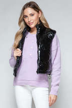 Snobbish Zip Up Turtleneck Shiny Quilted Vest - £21.66 GBP