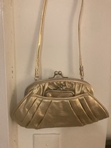 Vintage Jessica McClintock Gold Colored Evening Bag with attached change... - $29.97