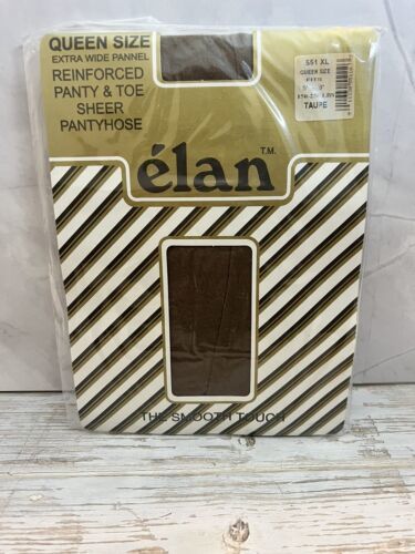 Vtg Elan Queen Size X Wide Panel The Smooth Touch Pantyhose Sheer XL Taupe Sheer