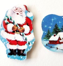 Santa Christmas Holiday Envelope Seals In Notepad Form Vintage NOS Micro 1&quot; E22 - £16.02 GBP