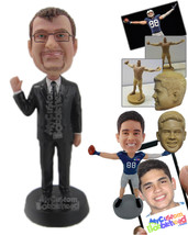 Personalized Bobblehead Wedding Groomsman Waving Hello And Wearing A Formal Outf - £71.58 GBP