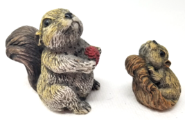 Loving Squirrels Figurines Ceramic Tails Textured Small Vintage - £15.11 GBP