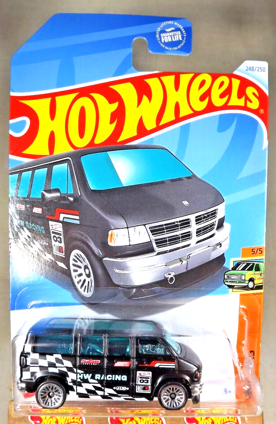 2024 Hot Wheels #248 HW Vans 5/5 DODGE VAN Black w/Chrome Lace Spoke Wheels